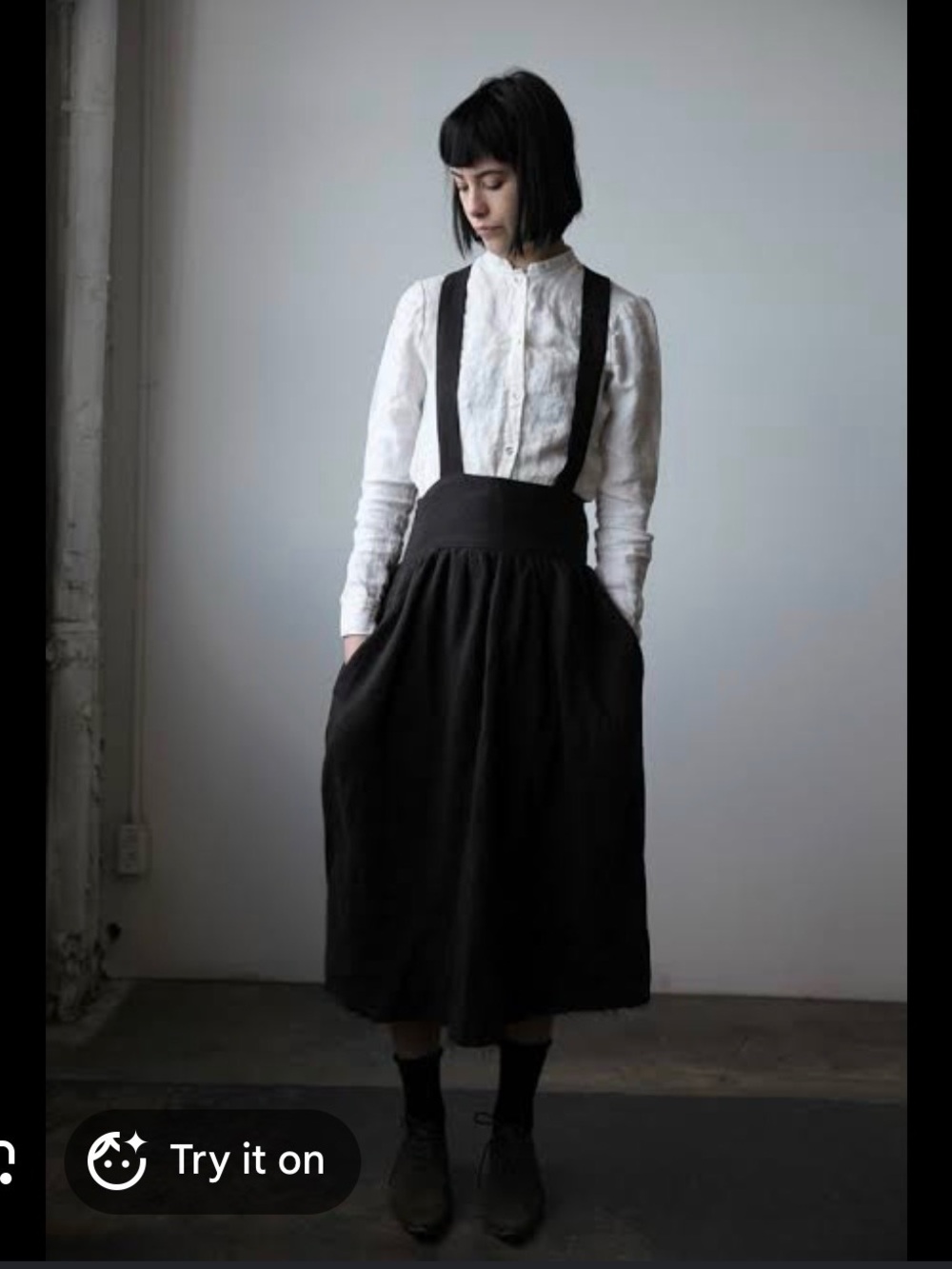 Ovate Black Suspender Midi Dress with High Waist size small! $300 retail